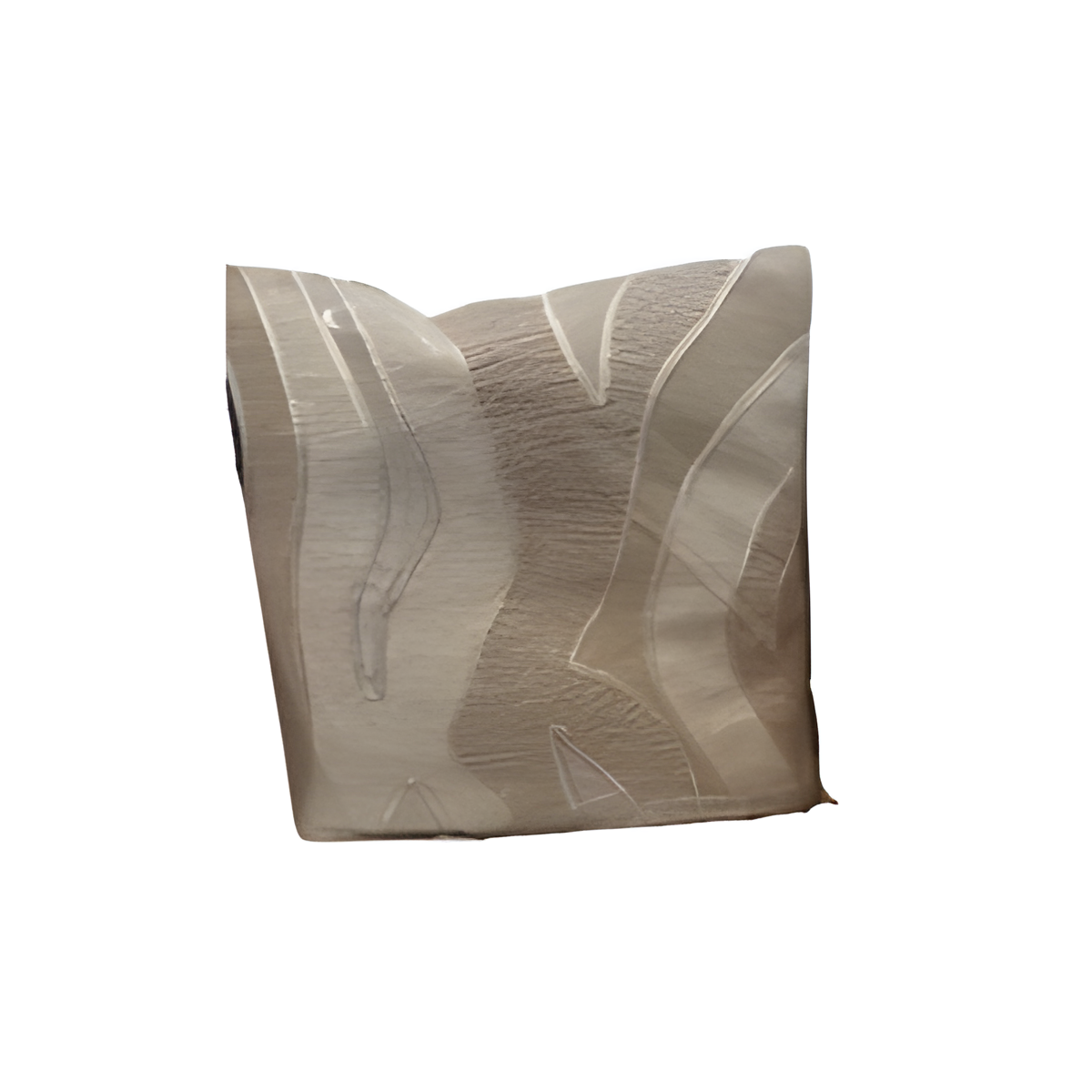 Cream Slub Pillow with Embroidery and Hide, 22 x 22