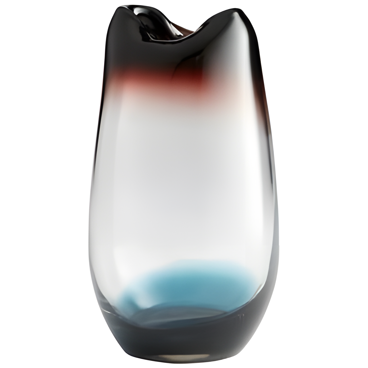 Multicolor Glass Vase with Asymmetrical Rim