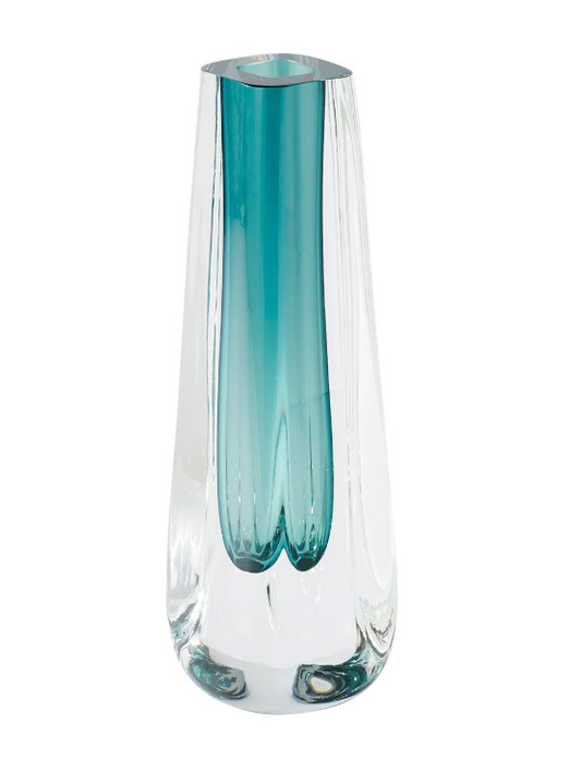 Small Triangle Cut Green Vase