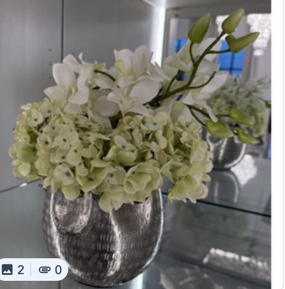 Small silver container floral - Green