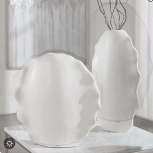 Ruffled Feathers Vases S/2 - White