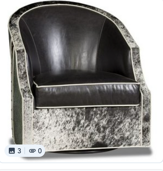 Cowhide Swivel Chair - Black