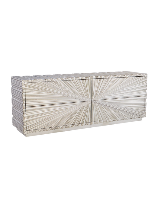 Radiance Fold Cabinet – Silver Geometric Statement