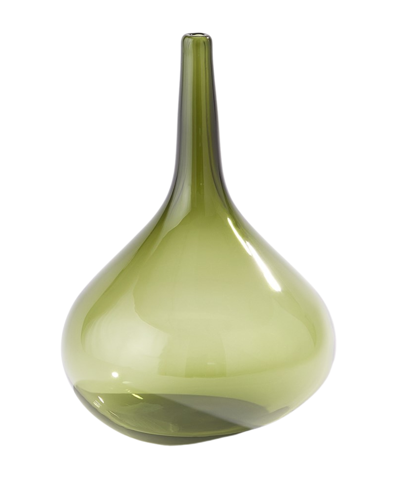 Balloon Glass Vase - Olive Green