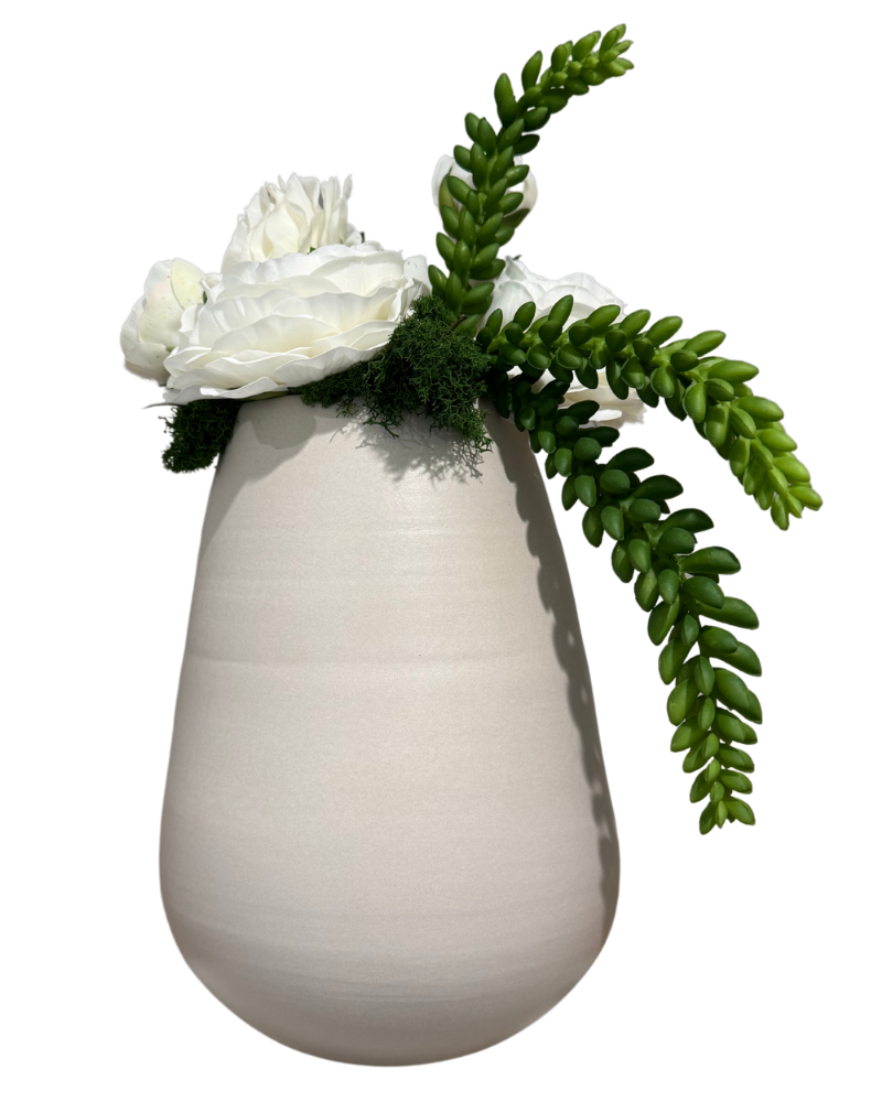 Custom Floral - Cream Pinch Vase