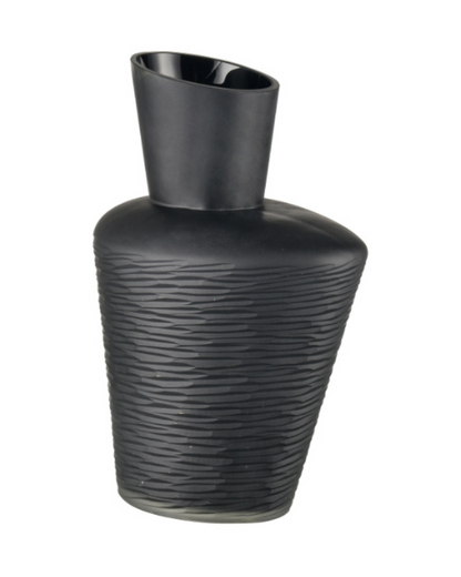 Noir Etched Opaque Vase – Black