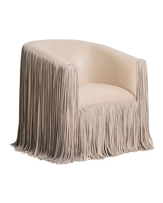 Fringe Swivel Chair – Cream
