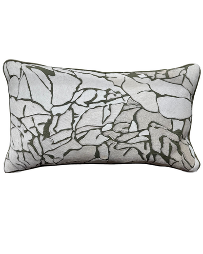 Front Pillow - Abstract Stitched Hide - Green