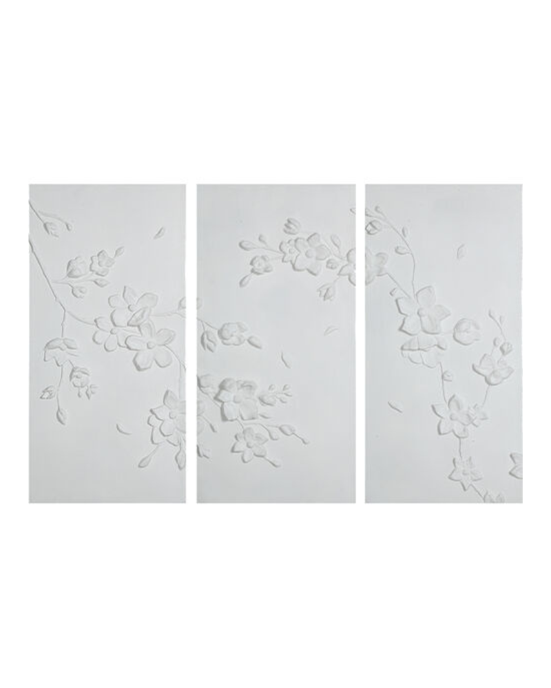 Blossom Relief Triptych - Ivory