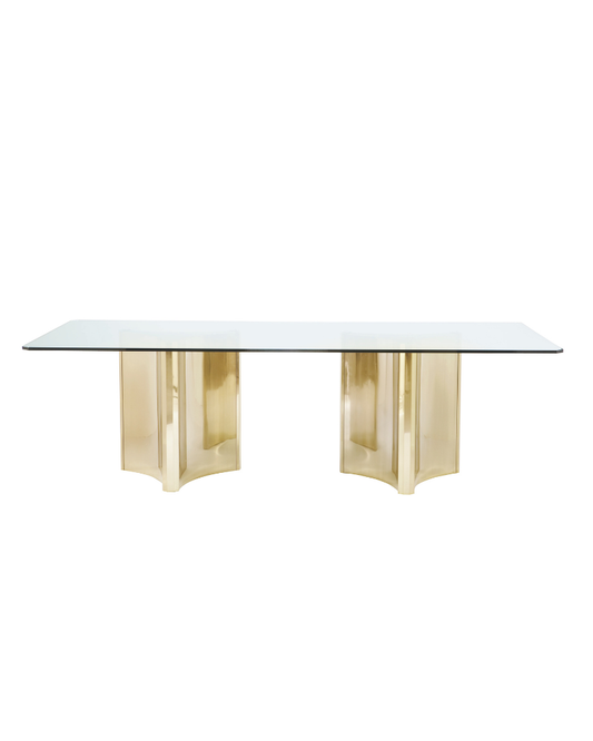 Sculpted Pedestal Dining Table - Patinated Brass