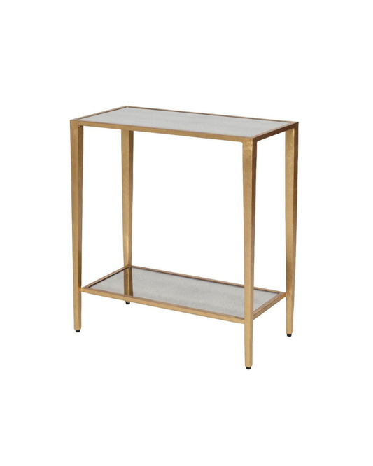Two-Tier Gilded End Table - Antique Mirror