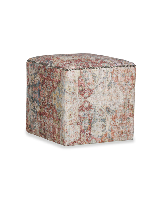 Square Ottoman - Sage Embroidered Velvet