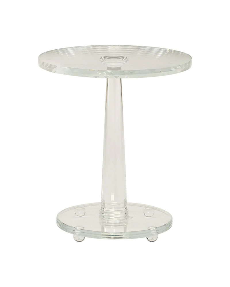 Faceted Crystal Accent Table - Clear Glass