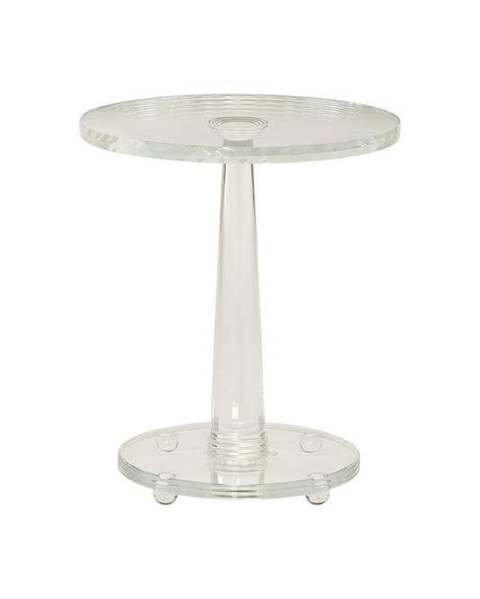 Faceted Crystal Accent Table - Clear Glass