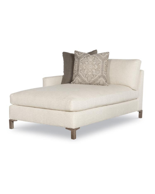 Deep Lounge Chaise LAF - Ivory with Antique Brass Base