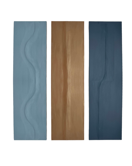 Textured Panel Art by Kelly Gowan - Blue and Brown, Set of 3