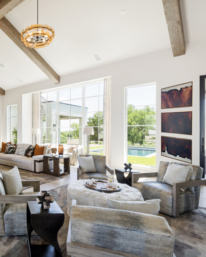 Molten Horizon Triptych – Brown with Gold Frames, Set of 3