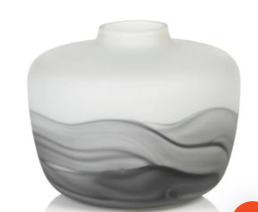 White and Gray Lava Swirl Glass Vase