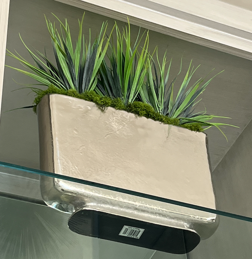 Skinny Silver Vase with Grasses