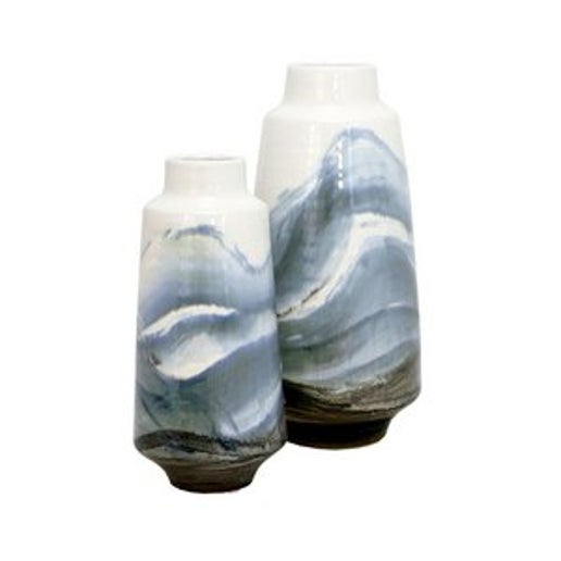 Soft Blue & White Wave Vase
